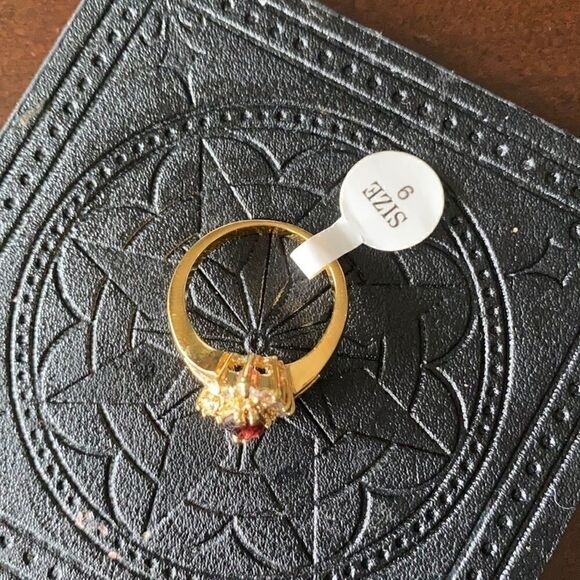 New Faux Ruby & Diamond Gold ring size 9 - Picture 3 of 6